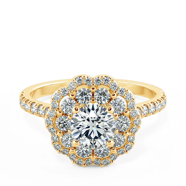 Floral Double Halo Engagement Ring NCH2304 1